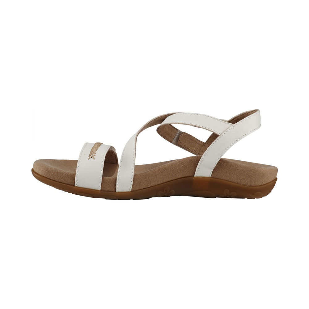 Aetrex Women's Gabby Adjustable Quarter Strap Sandals - White | USA 0B7XVND